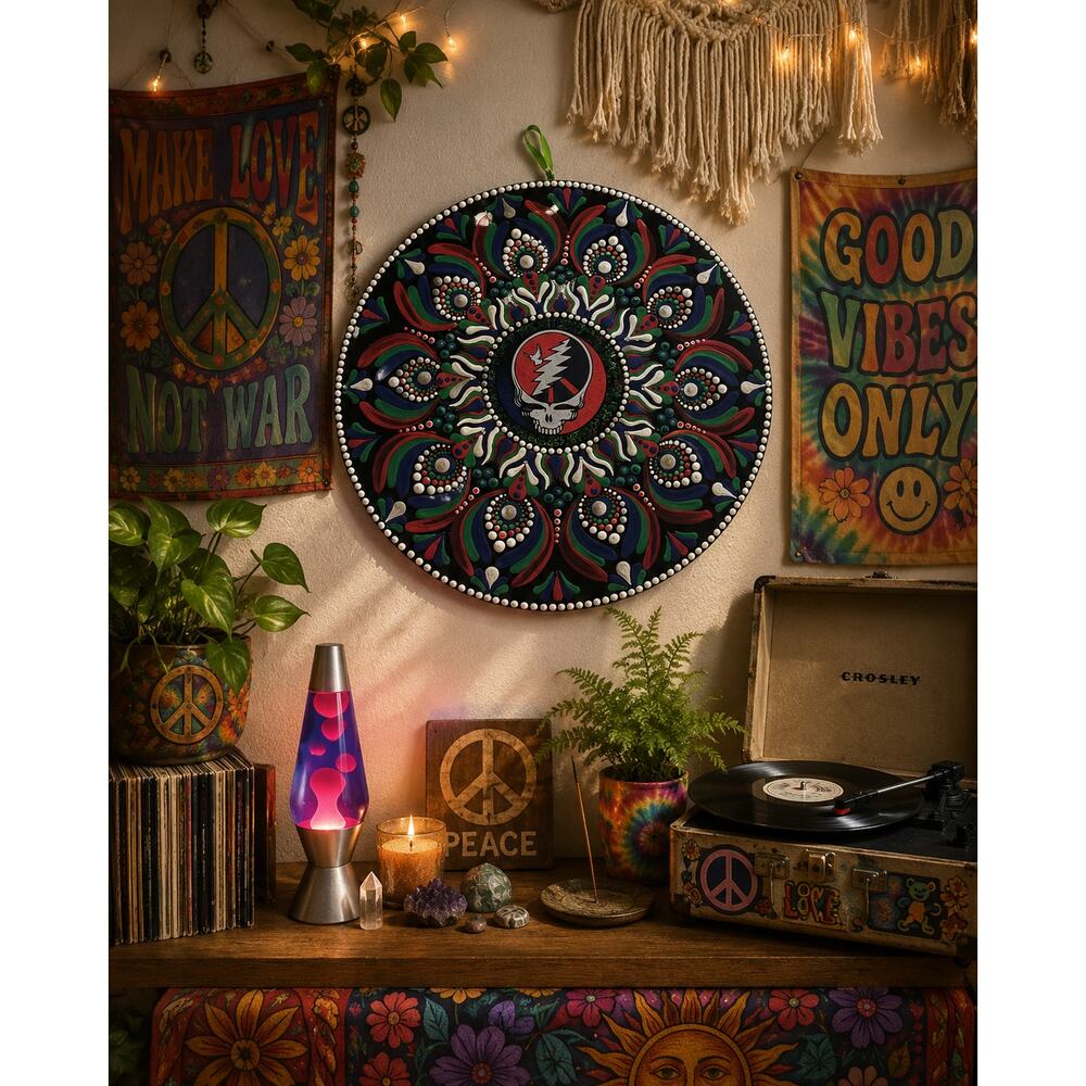 Grateful Dead Vinyl Record Wall Art Hippie Boho Psychedelic Decor